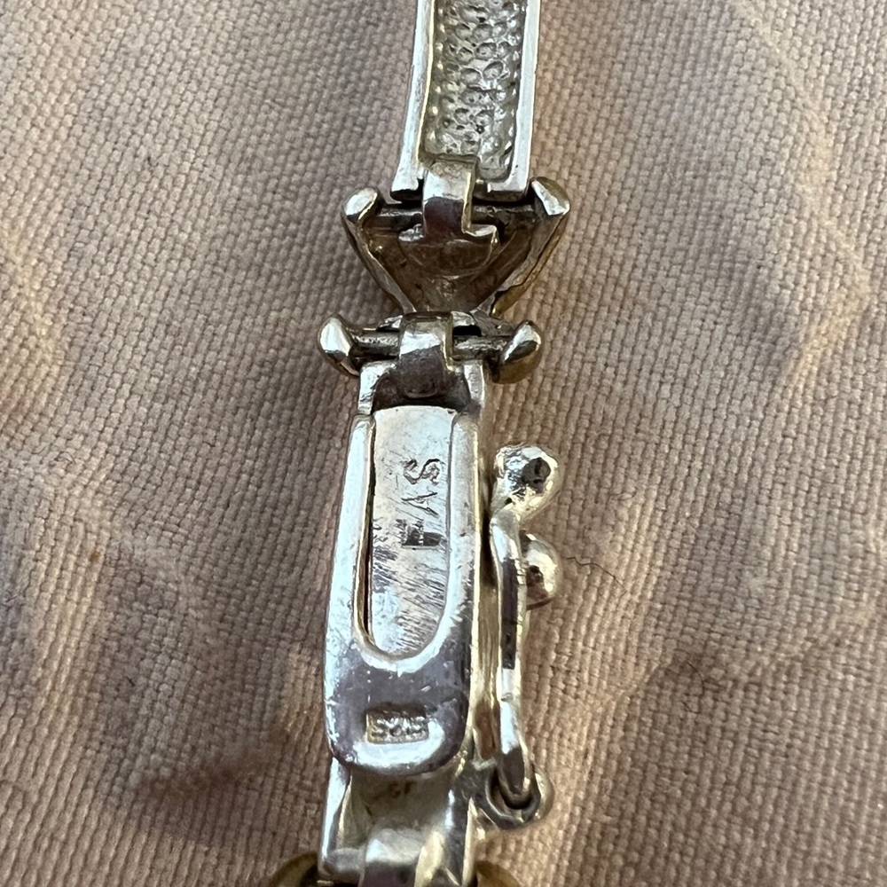 Silver Necklace with Gold X’s, FAS - Picture 4 of 5